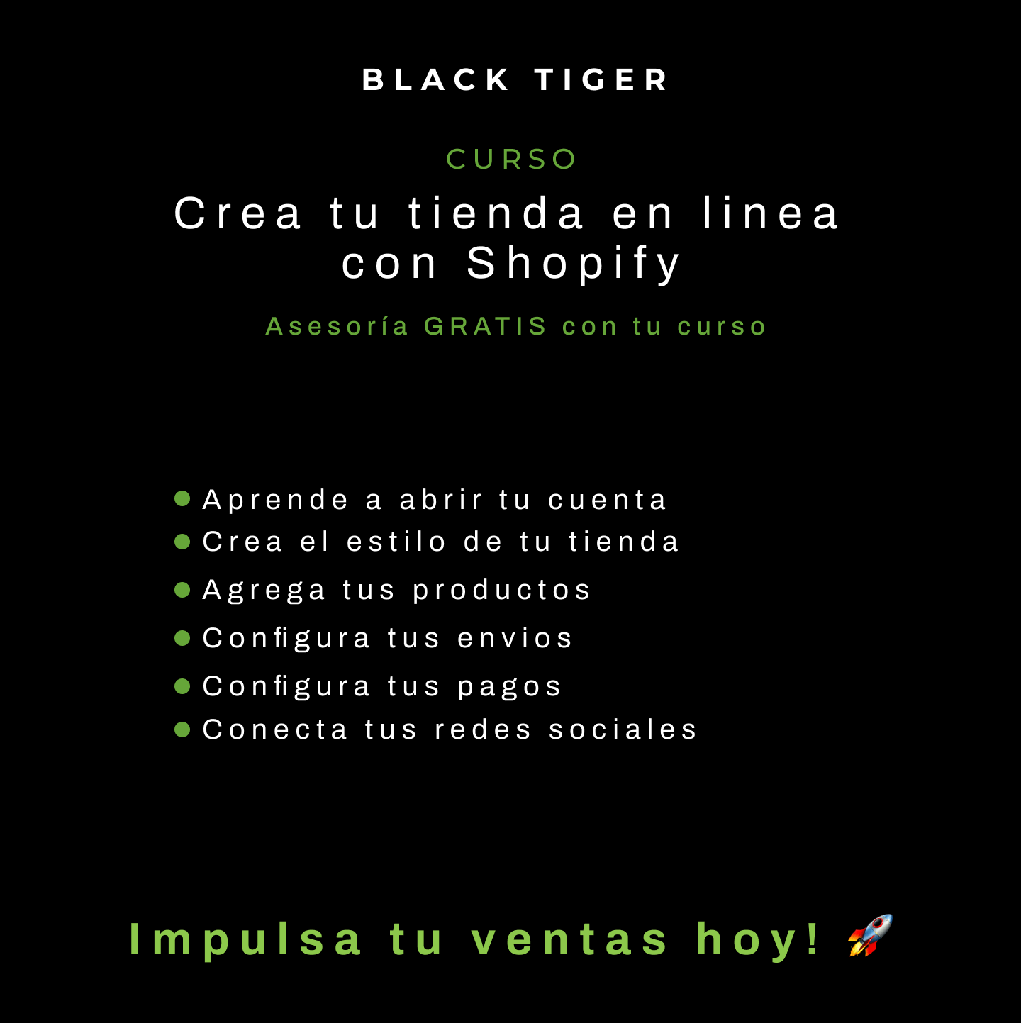 Crea tu tienda en linea con Shopify - Black Tiger